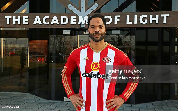 Joleon Lescott is pictured after signing with Sunderland AFC at The Academy of Light on January 23, 2017 in Sunderland, England.