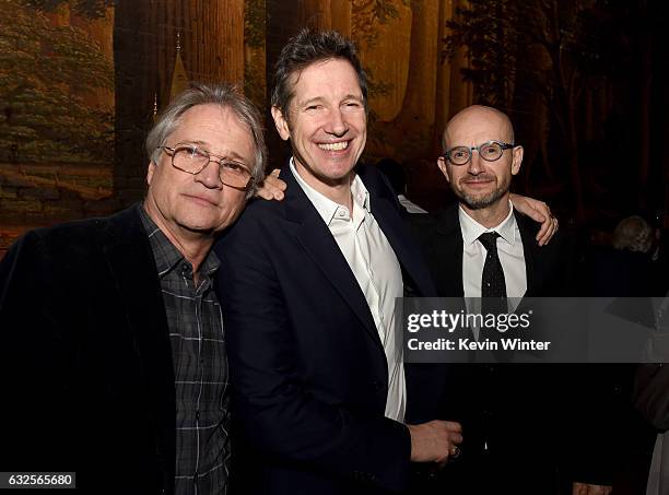 Clint Culpepper, President, Screen Gems, writer/director Paul W.S. Anderson and producer Jeremy Bolt pose at the after party for the premiere of Sony...