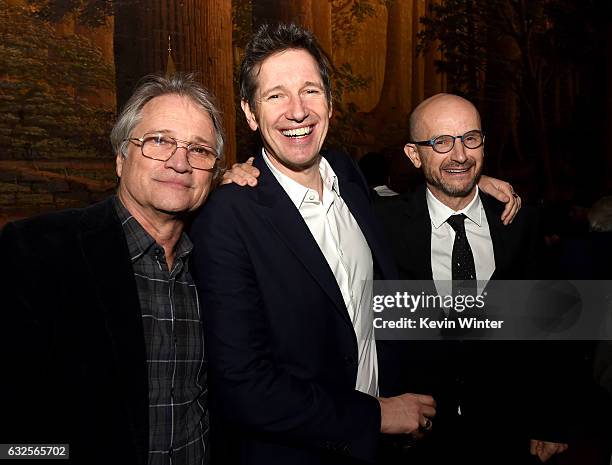 Clint Culpepper, President, Screen Gems, writer/director Paul W.S. Anderson and producer Jeremy Bolt pose at the after party for the premiere of Sony...