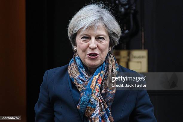 British Prime Minister Theresa May leaves 10 Downing Street on January 24, 2017 in London, England. British Supreme Court judges have today ruled by...