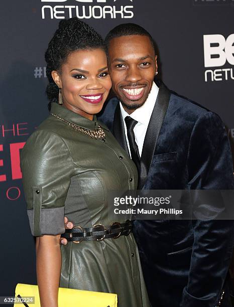 Kelly Jenrette and Melvin Jackson Jr. Arrive at BET's "The New Edition Story" premiere screening on January 23, 2017 in Los Angeles, California.