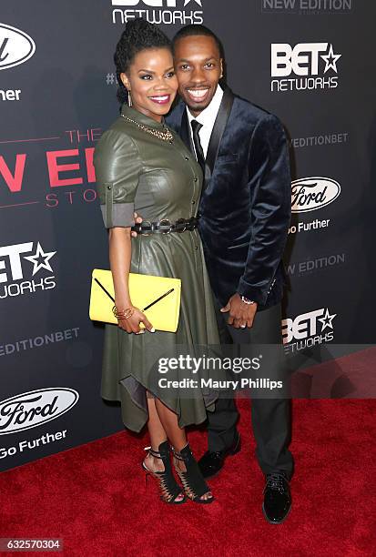 Kelly Jenrette and Melvin Jackson Jr. Arrive at BET's "The New Edition Story" premiere screening on January 23, 2017 in Los Angeles, California.