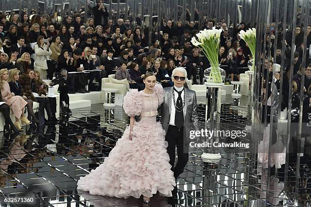 Model walks the runway at the Chanel Spring Summer 2017 fashion show during Paris Haute Couture Fashion Week on January 24, 2017 in Paris, France.