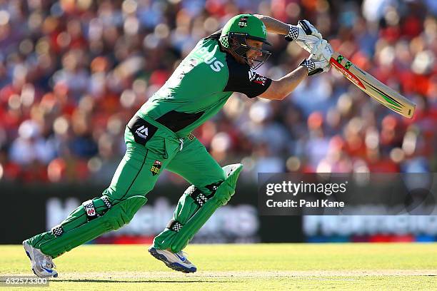 David Hussey of the Stars bats during the Big Bash League match between the Perth Scorchers and the Melbourne Stars at the WACA on January 24, 2017...