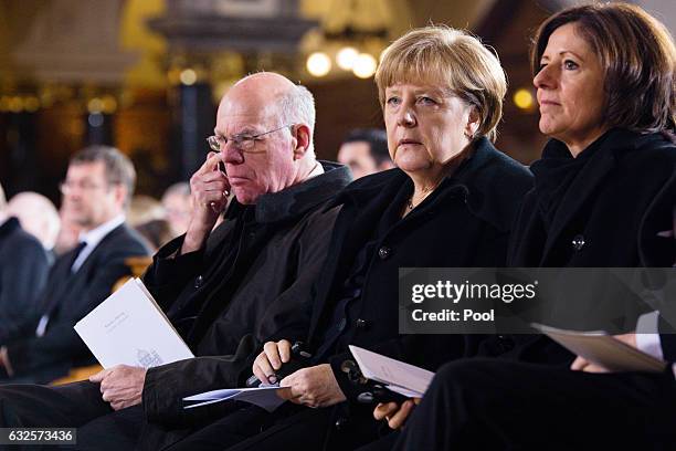 Norbert Lammert, German Chancellor Angela Merkel and Malu Dreyer attend the state funeral of the late former German President Roman Herzog at the Dom...