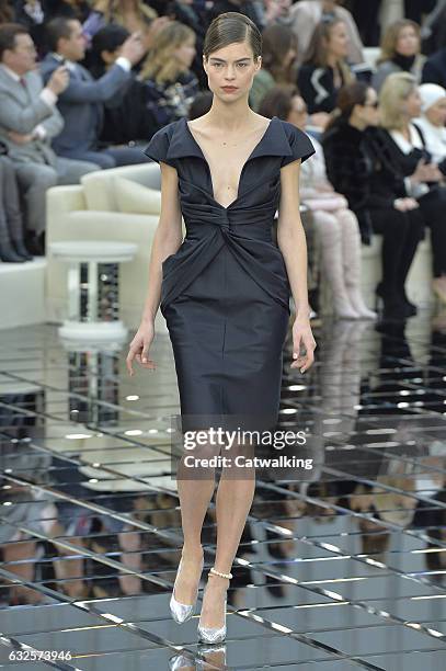 Model walks the runway at the Chanel Spring Summer 2017 fashion show during Paris Haute Couture Fashion Week on January 24, 2017 in Paris, France.