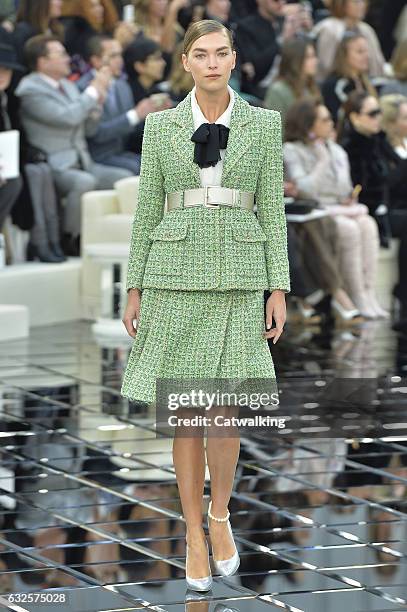 Model walks the runway at the Chanel Spring Summer 2017 fashion show during Paris Haute Couture Fashion Week on January 24, 2017 in Paris, France.