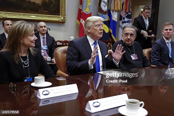 President Donald Trump meets with CEO of General Motors Mary Barra , CEO of Fiat Chrysler Automobiles Sergio Marchionne and Fiat Chrysler Head of...