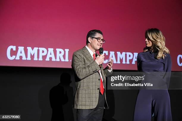 Bob Kunze-Concewitz and Mia Ceran attend the 'Campari Red Diaries' press conference on January 24, 2017 in Rome, Italy.