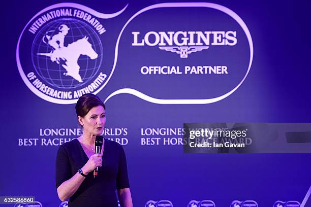 Liz Price attends the Longines Worlds Best Racehorse & Longines Worlds Best Horserace ceremony hosted by Longines and IFHA at Claridge's Hotel on...