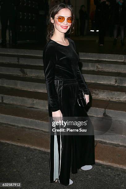 Lola Le Lann arrives at the Giorgio Armani Prive Haute Couture Spring Summer 2017 show as part of Paris Fashion Week on January 24, 2017 in Paris,...