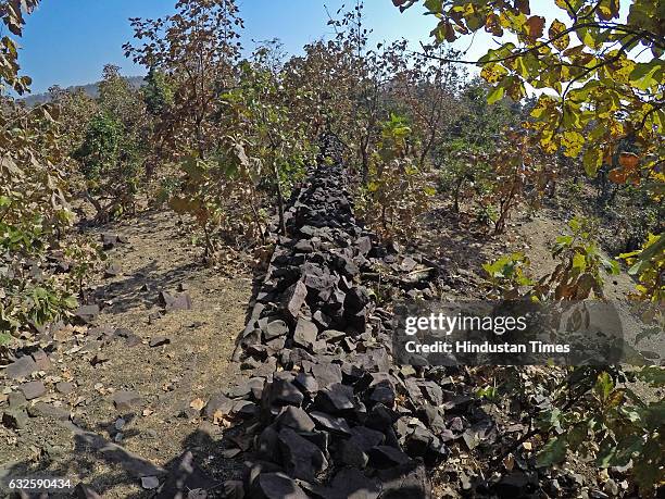 The remains of a great wall of Raisen on January 8, 2017 in Raisen, India. History buffs are calling it the Great Wall of India as it is suspected to...