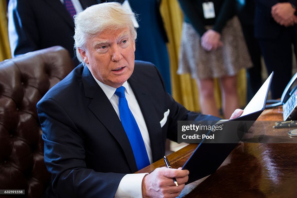 President Trump Signs Executive Orders On Oil Pipelines