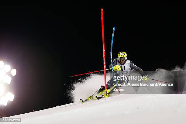 Patrick Thaler of Italy competes during the Audi FIS Alpine Ski World Cup Men's Slalom on January 24, 2017 in Schladming, Austria