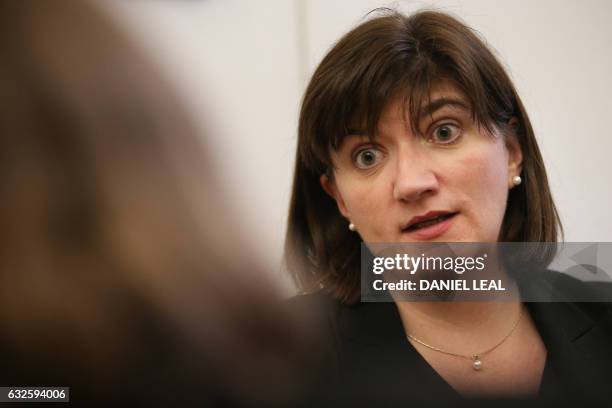 Conservative backbench MP Nicky Morgan, gives an interview to an AFP journalist in her office in central London on January 24, 2017. - One of Theresa...