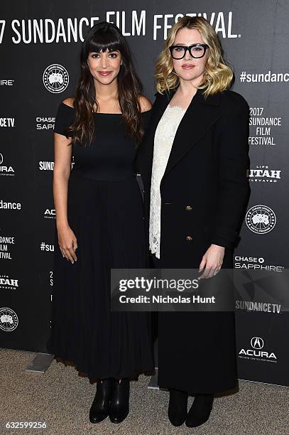 Actresses Hannah Simone and Majandra Delfino attend the "Band Aid" Premiere at Eccles Center Theatre on January 24, 2017 in Park City, Utah.