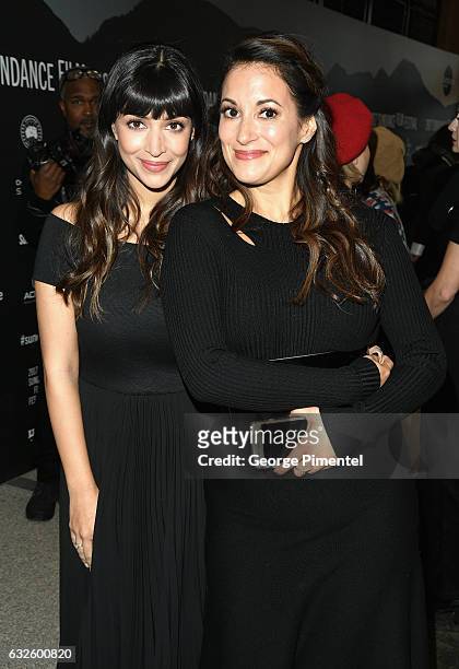 Actresses Hannah Simone and Angelique Cabral attend the "Band Aid" Premiere at Eccles Center Theatre on January 24, 2017 in Park City, Utah.