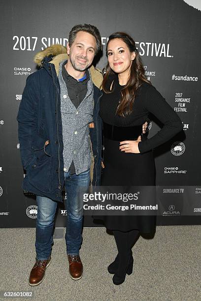 Actor Thomas Sadoski and Actress Angelique Cabral attend the "Band Aid" Premiere at Eccles Center Theatre on January 24, 2017 in Park City, Utah.