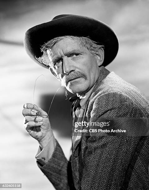 Terence de Marney as Case Thomas the general store owner in the CBS western television program "Johnny Ringo." Image dated: July 24 Hollywood, CA.