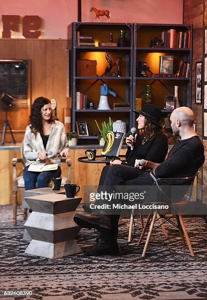 Holly Herrick, Athina Tsangari and David Lowery attend the Cinema Cafe at Filmmaker Lodge on January 24, 2017 in Park City, Utah.