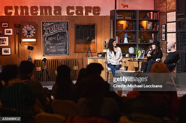 Holly Herrick, Athina Tsangari and David Lowery attend the Cinema Cafe at Filmmaker Lodge on January 24, 2017 in Park City, Utah.