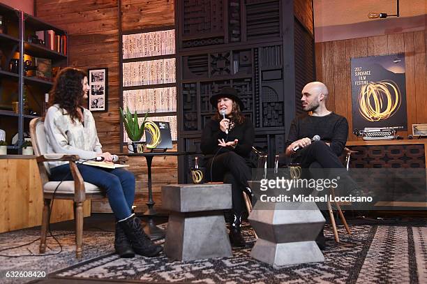 Holly Herrick, Athina Tsangari and David Lowery attend the Cinema Cafe at Filmmaker Lodge on January 24, 2017 in Park City, Utah.