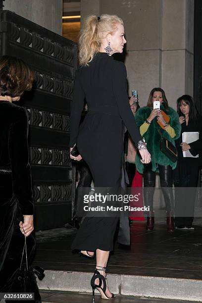 Actress Nicole Kidman attends the Giorgio Armani Prive Haute Couture Spring Summer 2017 show as part of Paris Fashion Week on January 24, 2017 in...