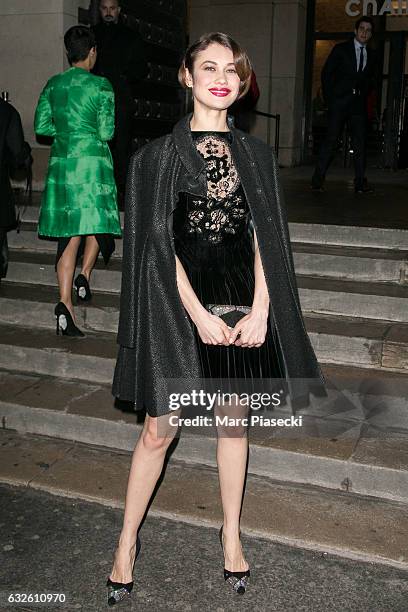 Actress Olga Kurylenko attends the Giorgio Armani Prive Haute Couture Spring Summer 2017 show as part of Paris Fashion Week on January 24, 2017 in...