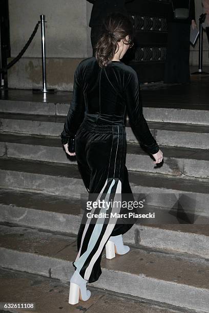 Actress Lola Le Lann attends the Giorgio Armani Prive Haute Couture Spring Summer 2017 show as part of Paris Fashion Week on January 24, 2017 in...