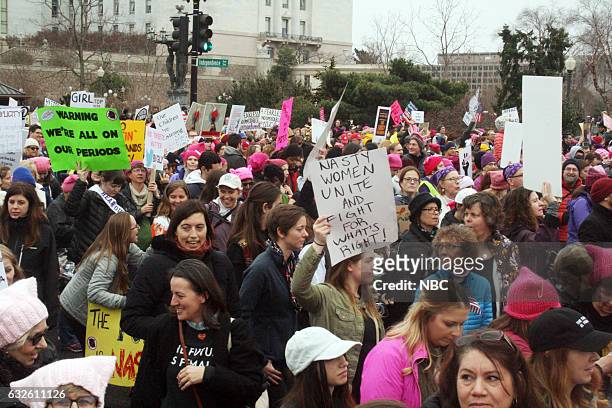 Pictured: Prostester march in Washington D.C. To raise awareness for women's rights on January 21, 2017 --