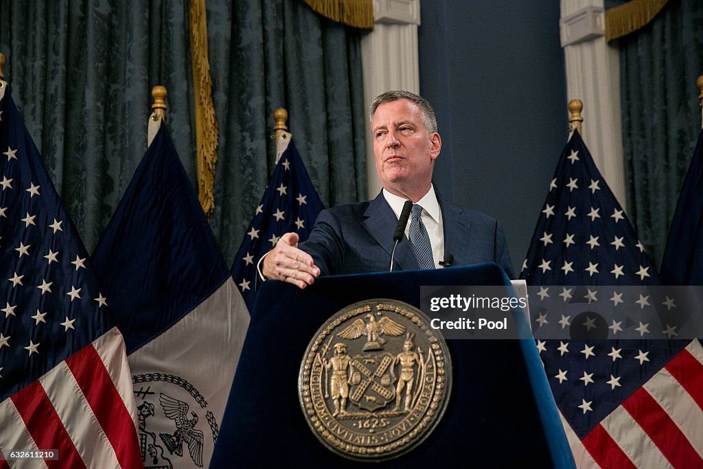Mayor De Blasio Presents 2018 Preliminary Budget At City Hall
