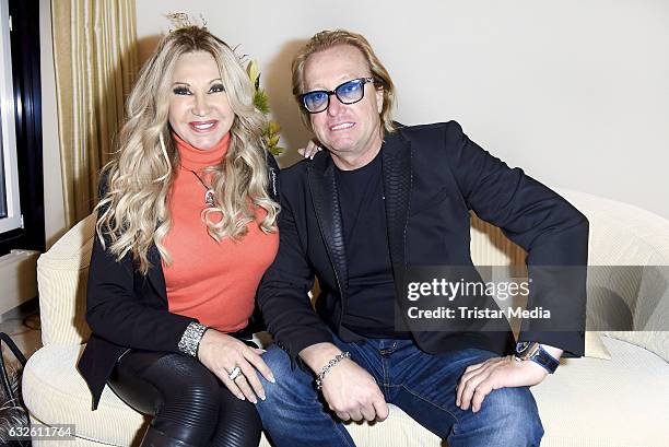 Carmen Geiss and Robert Geiss are seen during a promotion for their new television show 'Schatz der Geissens' on January 24, 2017 in Berlin, Germany.