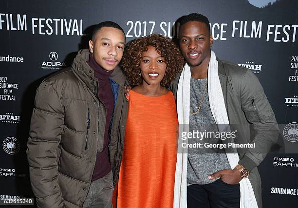 DeRon Horton, Alfre Woodard and Mitchell Edwards attend the "Burning Sands" Premiere at Eccles Center Theatre on January 24, 2017 in Park City, Utah.