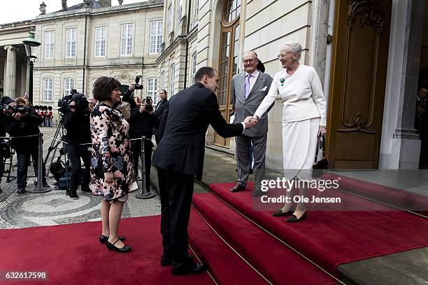 Queen Margrethe of Denmark receives Icelandic President Gudni Thorlacius Johannesson and wife Eliza Jean Reid at Christian VII Palace at Amalienborg...