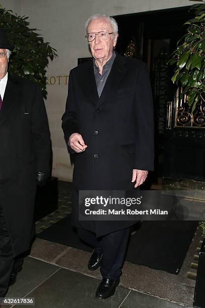 Michael Caine leaving Scott's restaurant on January 24, 2017 in London, England.
