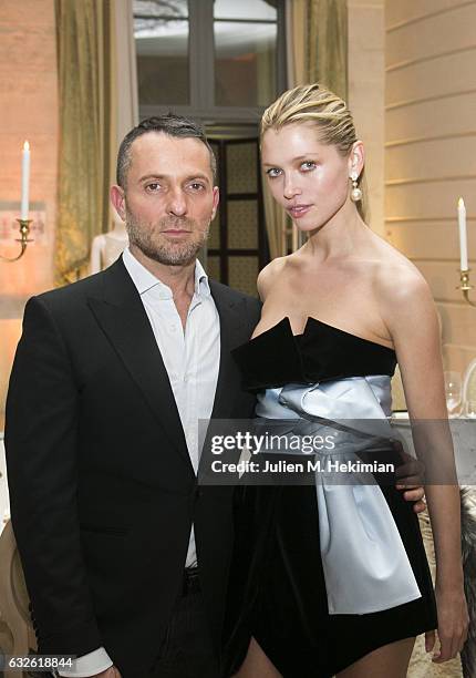 Alexandre Vauthier and Hana Jirickova attend the Swarovski Celebrates 10 Seasons X Alexandre Vauthier cocktail and dinner at Hotel Ritz on January...