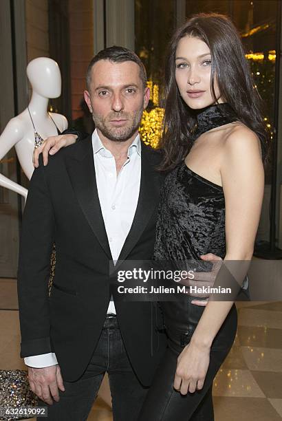 Alexandre Vauthier and Bella Hadid attend the Swarovski Celebrates 10 Seasons X Alexandre Vauthier cocktail and dinner at Hotel Ritz on January 24,...