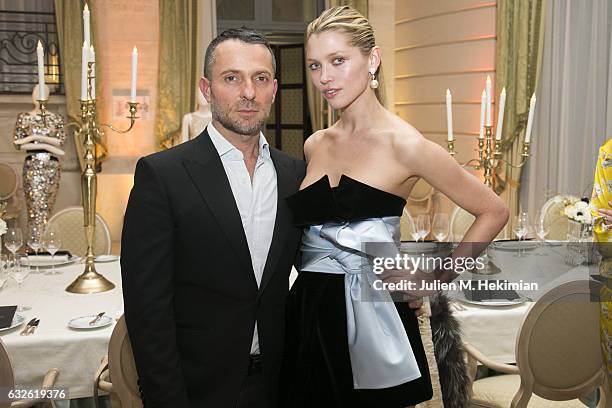 Alexandre Vauthier and Hana Jirickova attend the Swarovski Celebrates 10 Seasons X Alexandre Vauthier cocktail and dinner at Hotel Ritz on January...