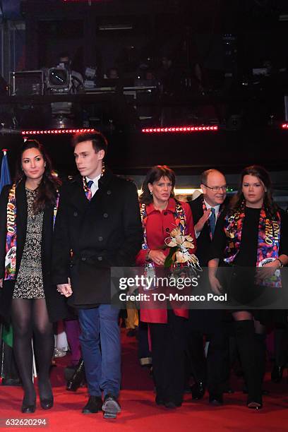 Louis Ducruet and his companion Marie, Princess Stephanie of Monaco, Prince Albert II of Monaco and Camille Gottlieb attend the 41st Monte-Carlo...