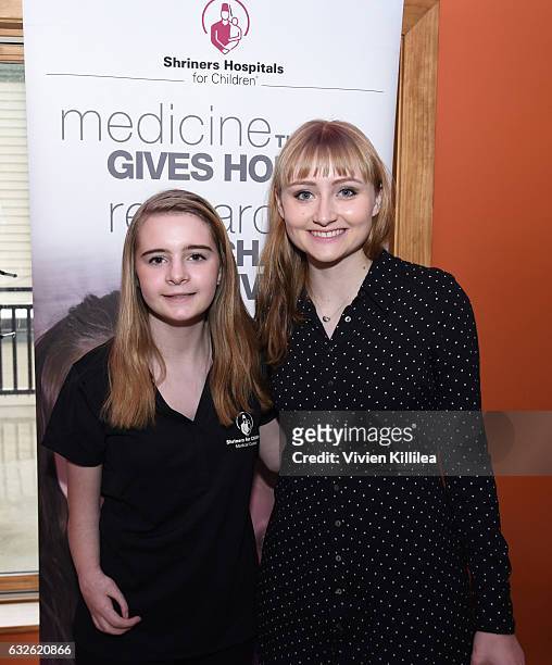 Patient ambassador for Shriners For Children Medical Center Grace Schleeperand and actress Rae Gray attend EcoLuxe Lounge Ten Years at Sundance on...