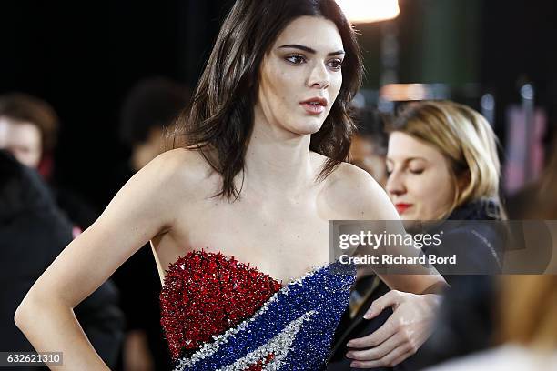 Kendall Jenner is seen backstage after the Alexandre Vautier Spring Summer 2017 show as part of Paris Fashion Week on January 24, 2017 in Paris,...