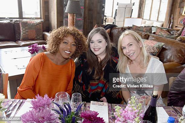 Actress Alfre Woodard, film reporter Amy Kaufman, and director Marti Noxon attend Lunch Celebrating Films Powered By Women Hosted By Glamour's Cindi...