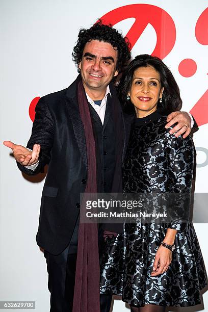 Rolando Villazon and his wife Lucia attend the B.Z. Kulturpreis 2017 at Staatsoper im Schiller Theater on January 24, 2017 in Berlin, Germany.