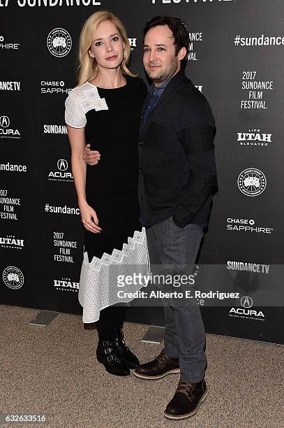 Actress Caitlin Mehner and writer/director Danny Strong attend the "Rebel In The Rye" Premiere on day 6 of the 2017 Sundance Film Festival at Eccles...