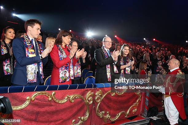 Louis Ducruet, Princess Stephanie of Monaco, Prince Albert II of Monaco and Camille Gottlieb attend the 41st Monte-Carlo International Circus...