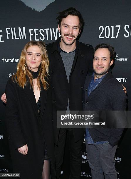 Actors Zoey Deutch and Nicholas Hoult and writer/director Danny Strong attend the "Rebel In The Rye" Premiere at Eccles Center Theatre on January 24,...