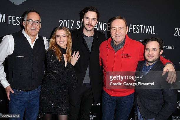 Sundance Film Festival Director John Cooper, actors Zoey Deutch, Nicholas Hoult, and Kevin Spacey and writer/director Danny Strong attend the "Rebel...