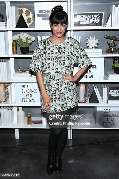 Actress Hannah Simone attends the 2017 Sundance Film Festival premiere of BandAid, hosted at PepsiCos Creators League Studio on January 24, 2017 in...