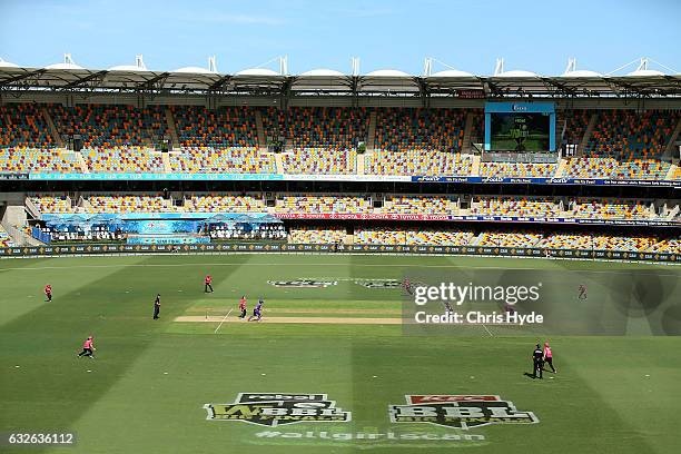 General view during the Women's Big Bash League semi final match between the Sydney Sixers and the Hobart Hurricanes at The Gabba on January 25, 2017...