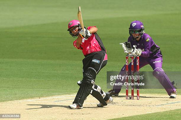 Ashleigh Gardner of the Sixers bats during the Women's Big Bash League semi final match between the Sydney Sixers and the Hobart Hurricanes at The...